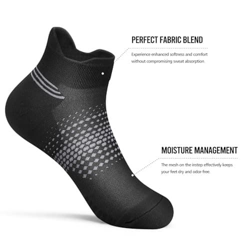  Ankle Compression Socks for Women 6 Pairs, Large-X-Large Black（6 Pairs） 4