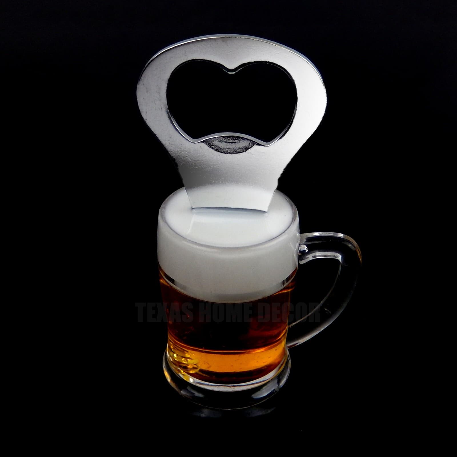 Foamy Beer Mug Bottle Opener Hand Held Liquid Filled Fridge Magnet Bar Man Cave 3