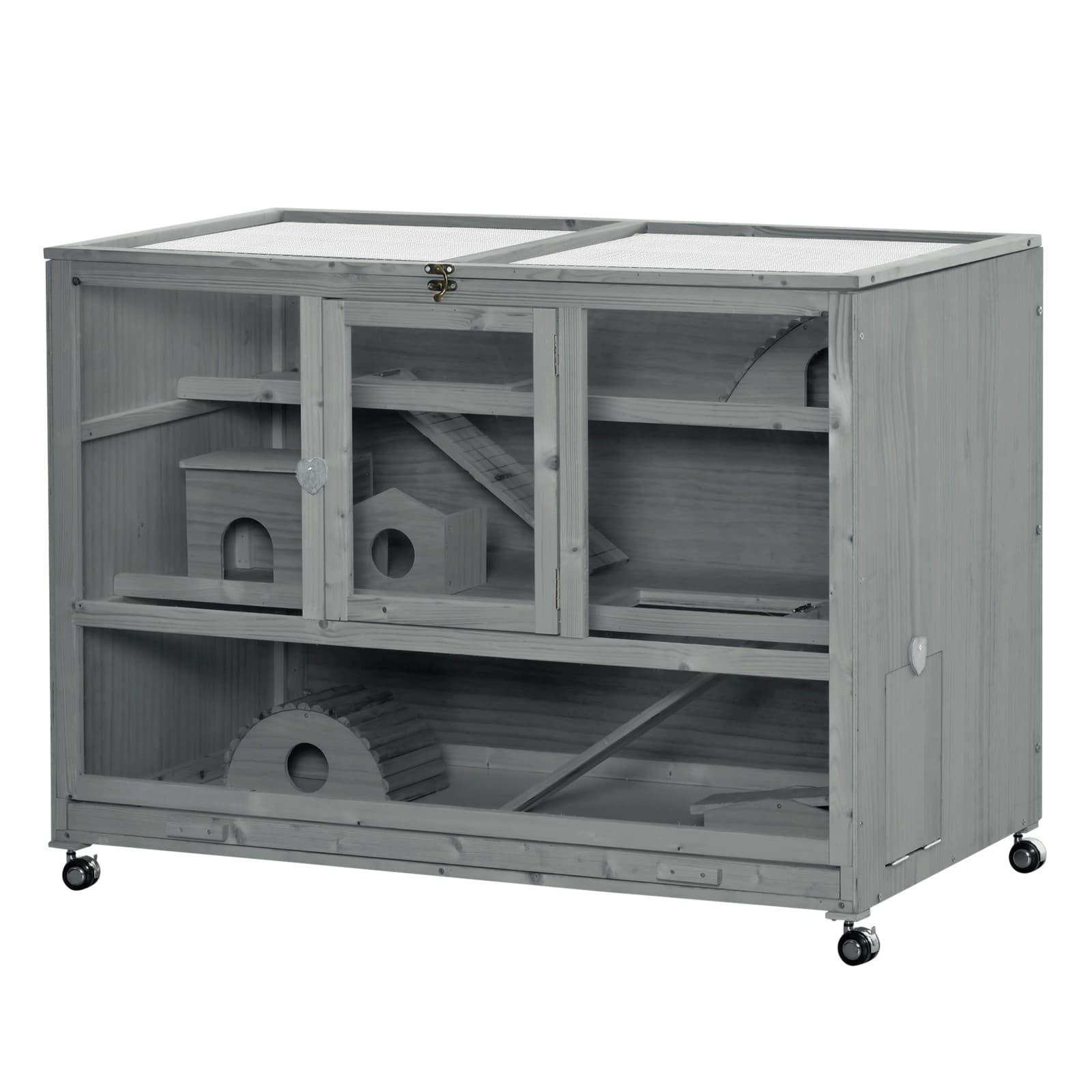 Large Wooden Hamster Cage with Wheels and Seesaw, Small Animal Cage and Habitat 4