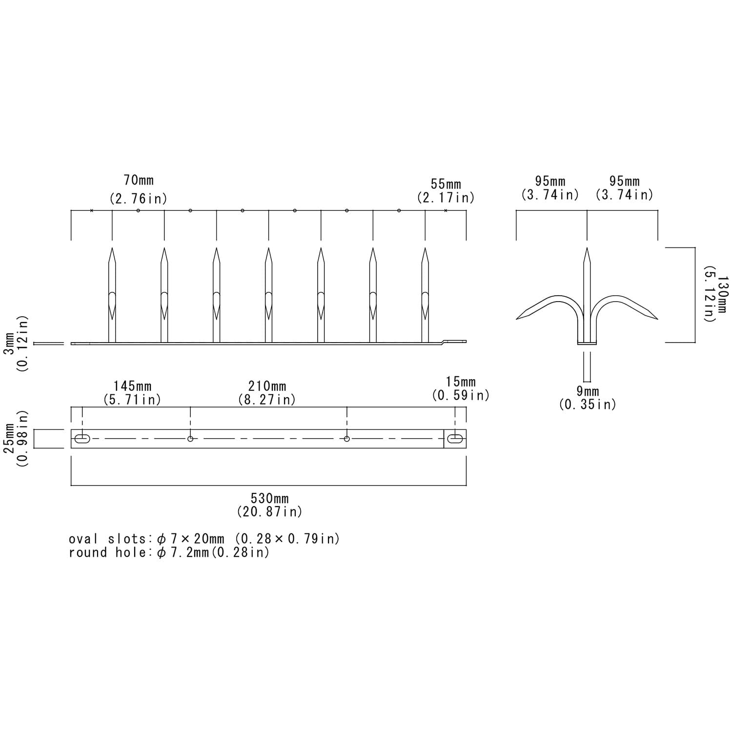 忍び返し Shinobi Gaeshi H130 Dual Bladed White made in Japan Security Spikes 2