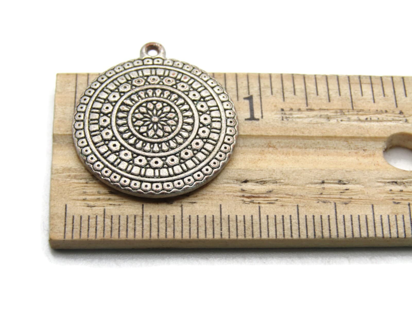 Mandala Necklace Charm Silver Tone 4