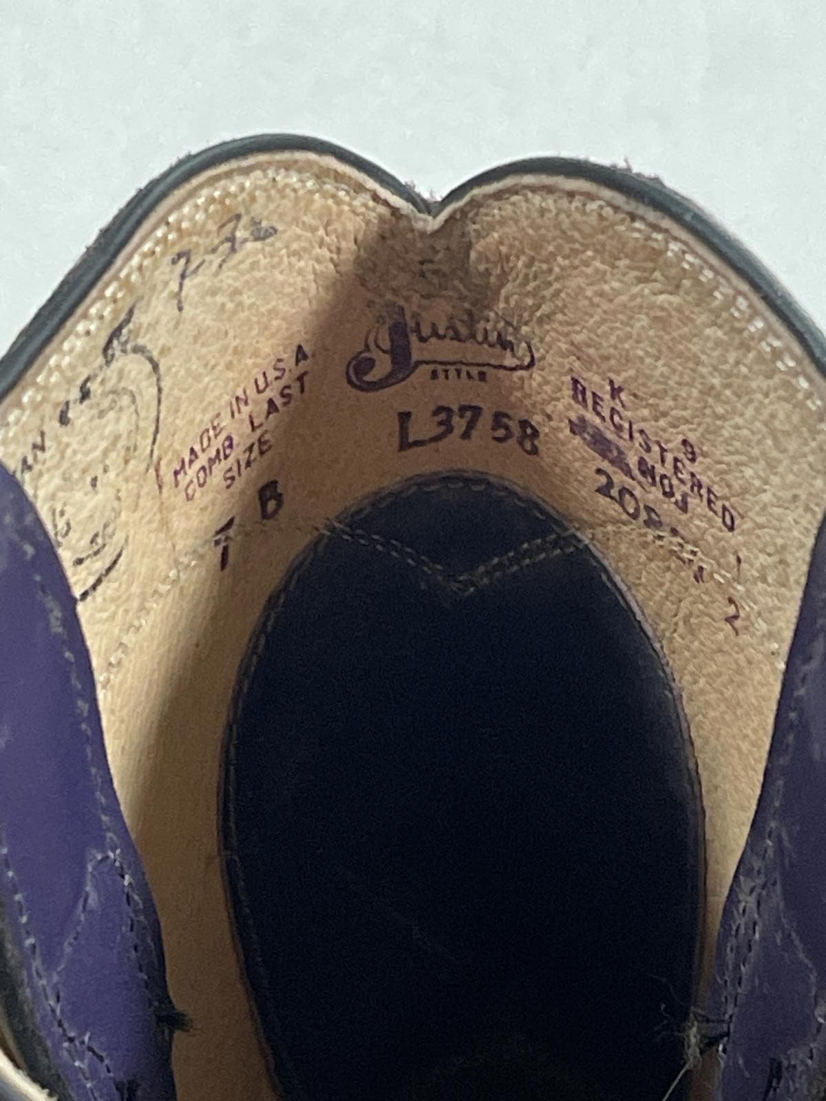 Justin Purple Leather Women's Ropers Western Cowboy Boots - Size 7 B Style L3758 5