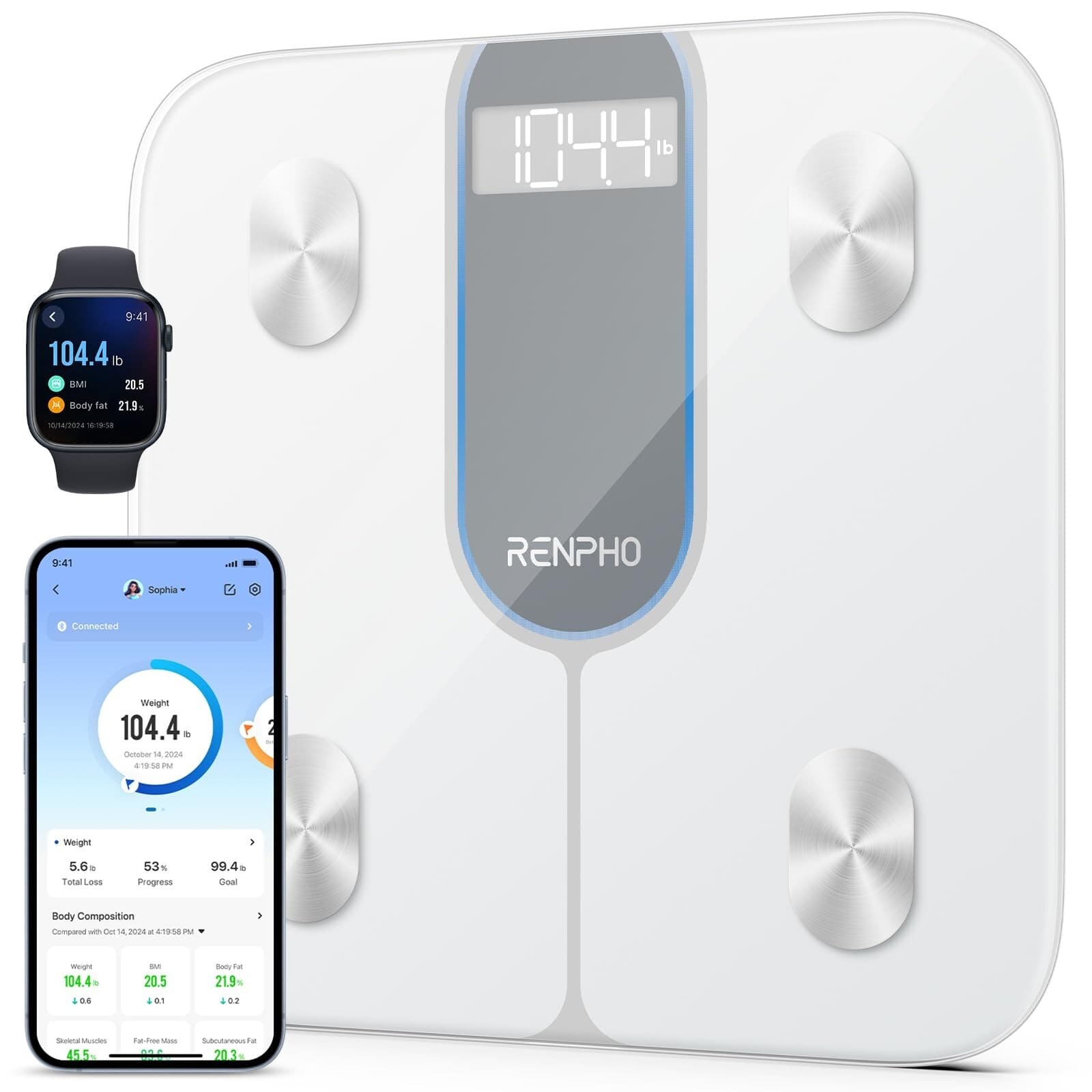 RENPHO Smart Scale for Body Weight Bathroom Scale w/ App 440lb Mother's day Gift