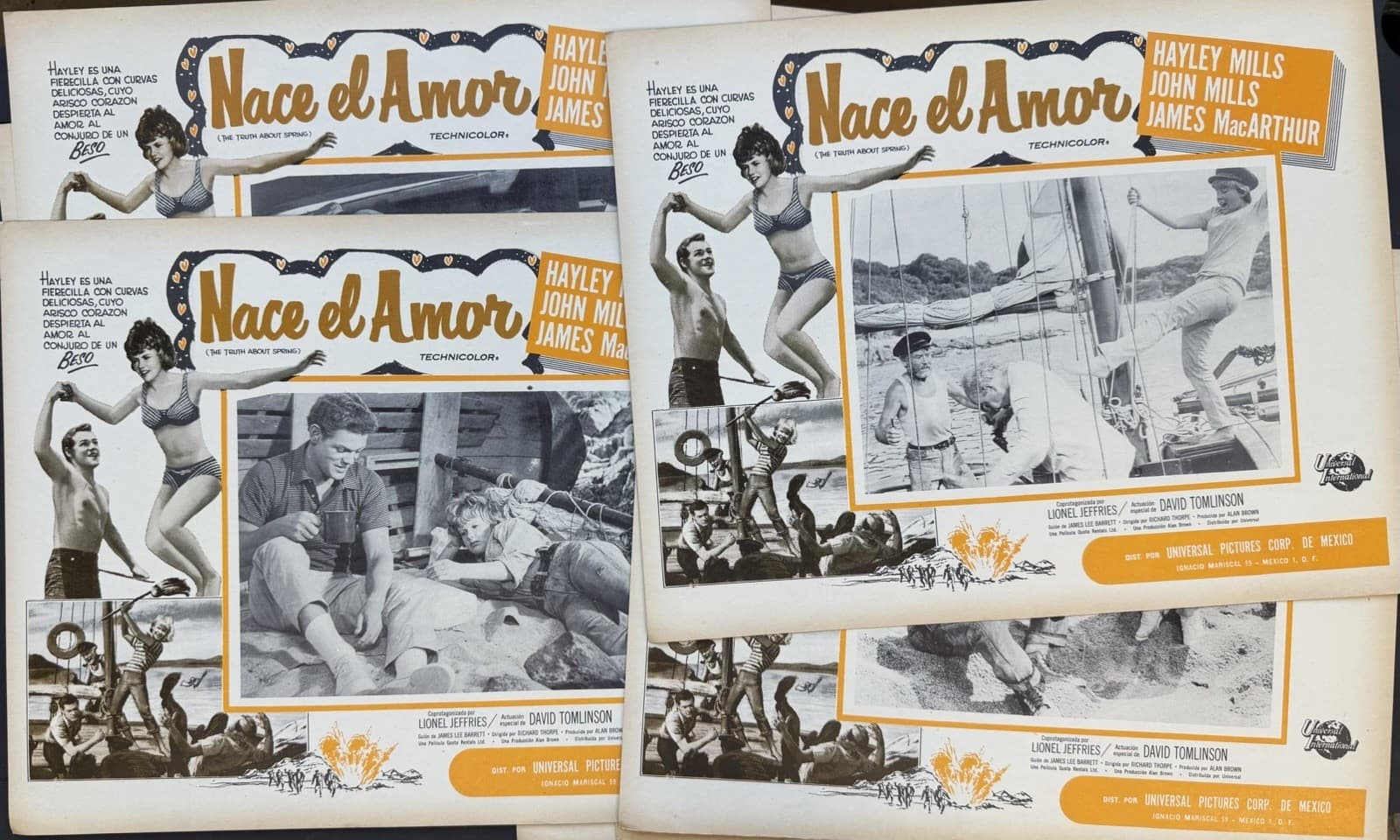 THE TRUTH ABOUT SPRING Hayley Mills John Mills MEXICAN LOBBY CARD SET 1965