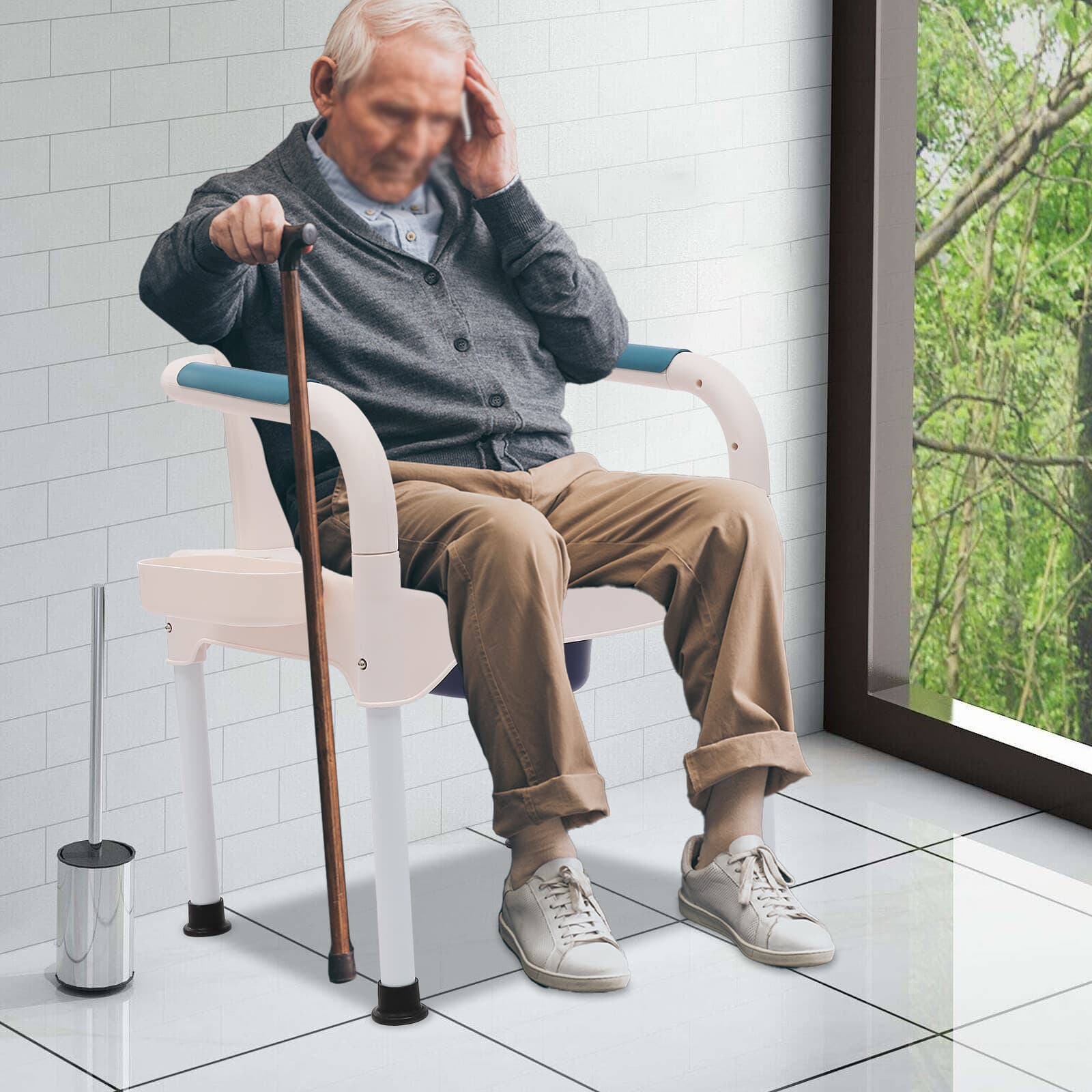 Bedside Commodes Chair Toilet Chair Commode Toilet W/Armrests Home 5