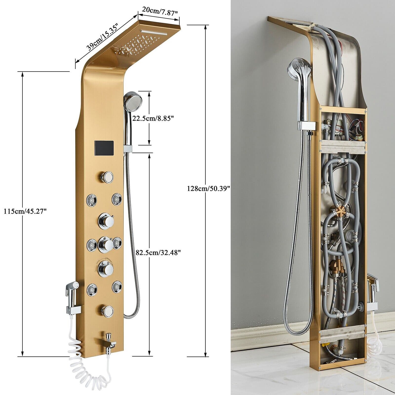 Stainless Steel Shower Panel Tower System Faucet Set Massage Jets Rain&Waterfall 2