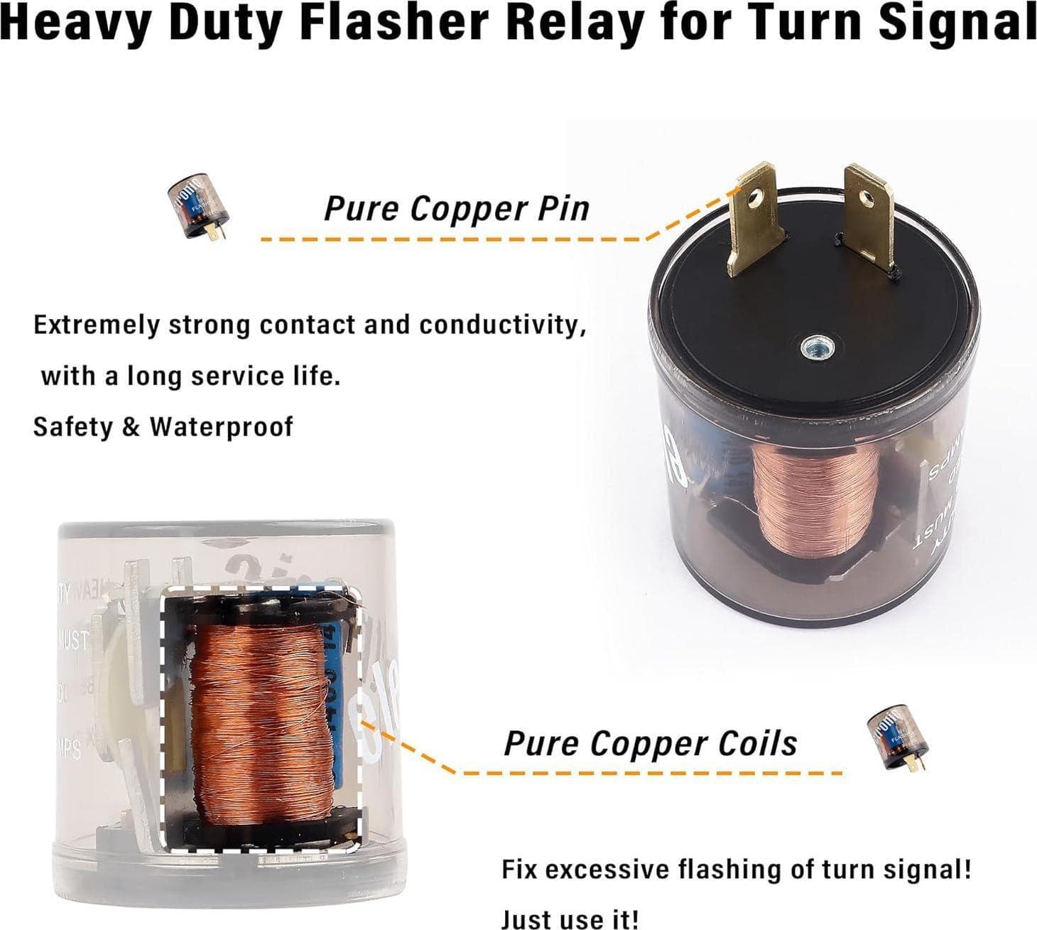 2PCS LED Flasher Relay,Heavy Duty 12V 2-Pin Electric LED Turn Signal Relay 4