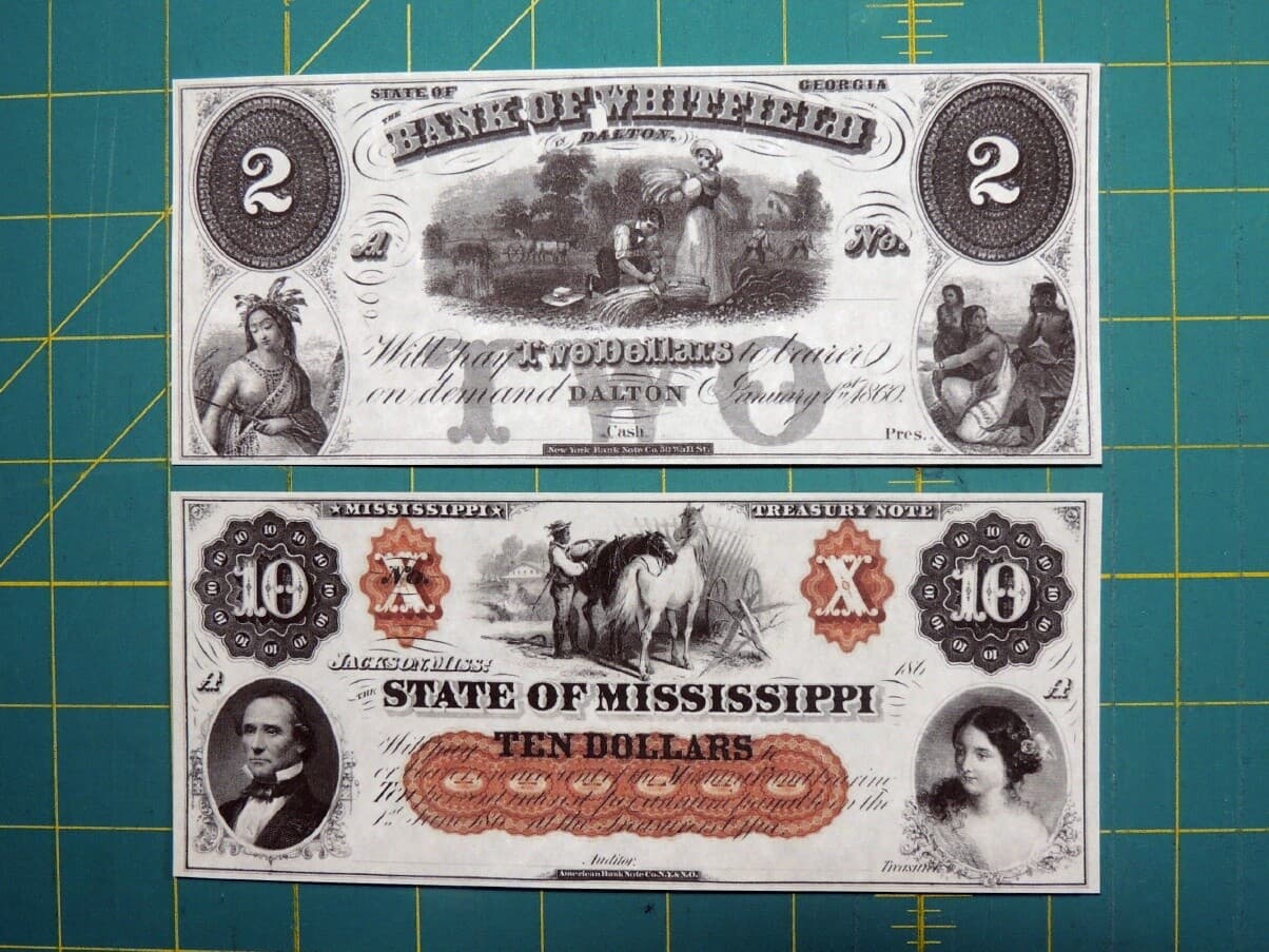 Reproduction Obsolete Bank Notes: Civil War Era 6 Various CSA States Set #2 2