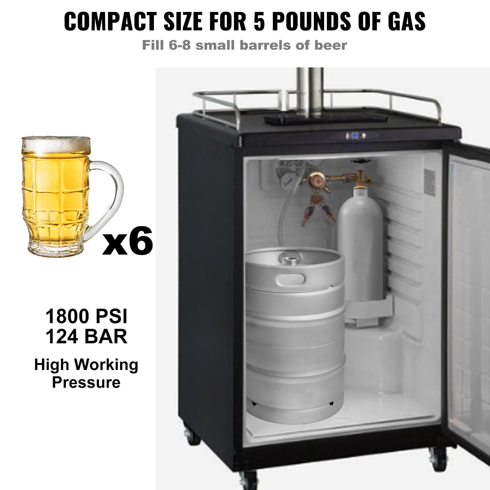 5 Lbs CO2 Tank Aluminum Gas Cylinder CGA320 Valve For Draft Soda Beer Kegerator 4