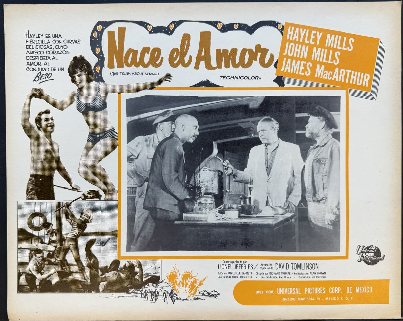 THE TRUTH ABOUT SPRING Hayley Mills John Mills MEXICAN LOBBY CARD SET 1965 4