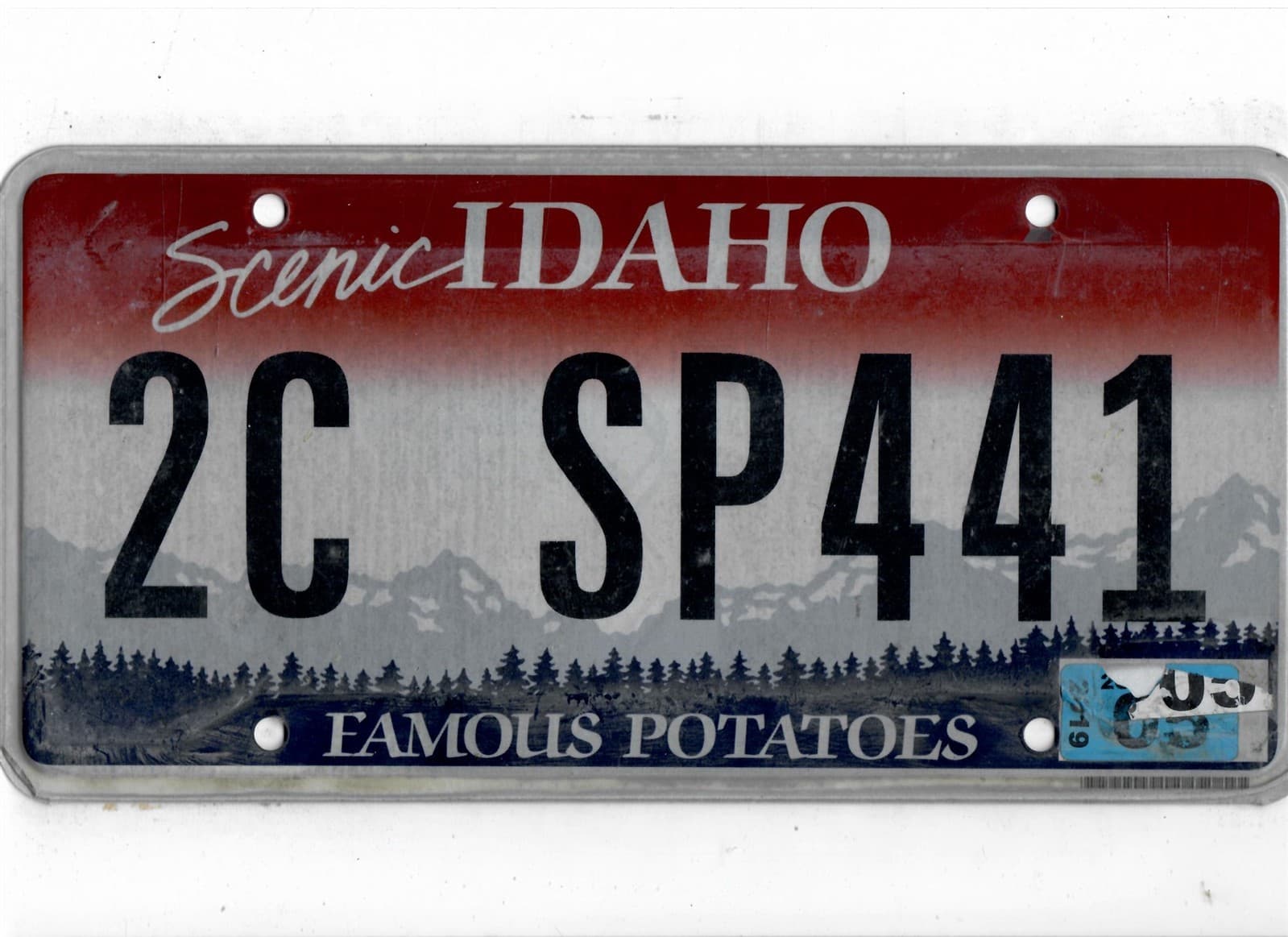 IDAHO passenger 2019 license plate "2C SP441" ***CANYON***