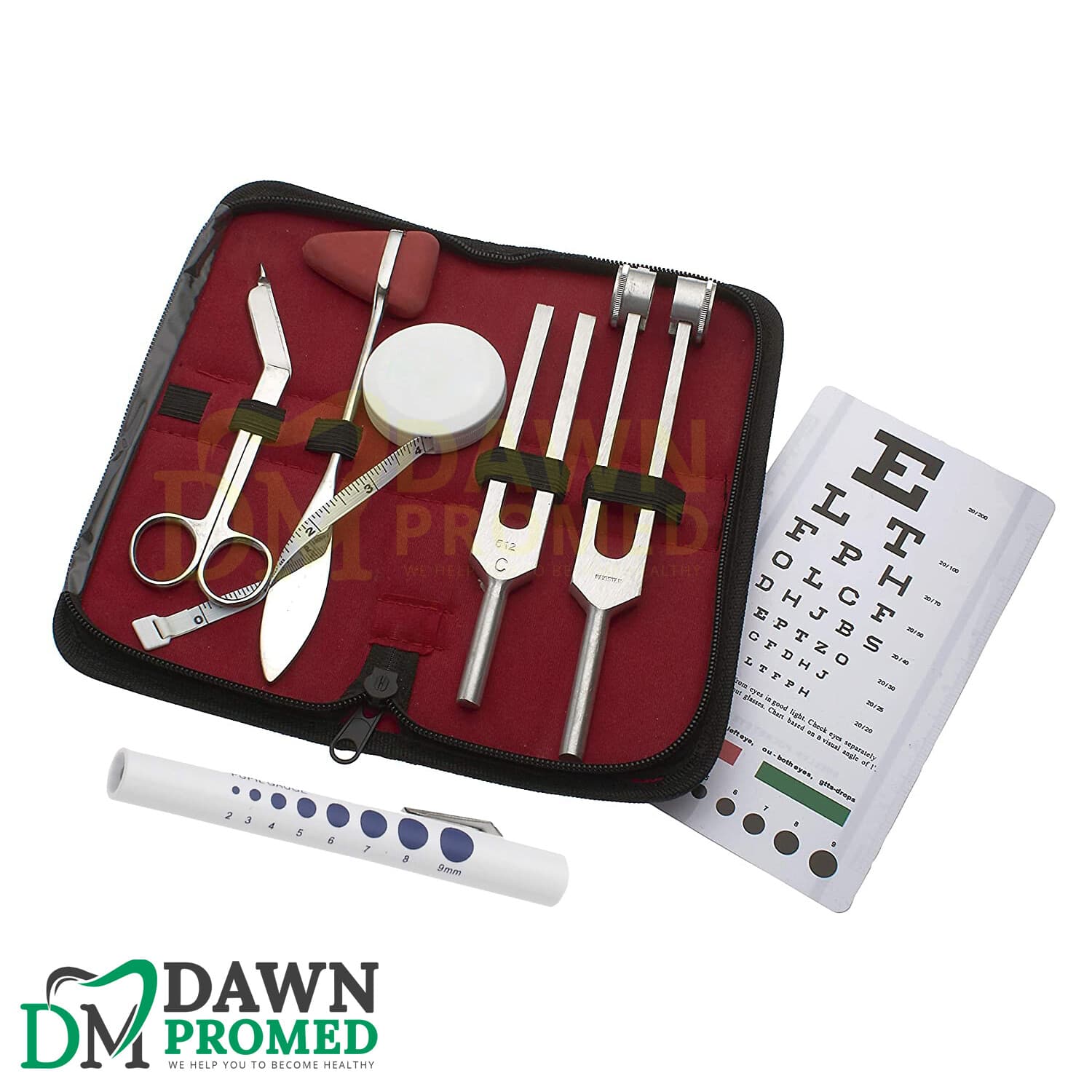 7 Pcs Tactical Diagnostic ENT kit Tuning Forks Hammer Scissor FREE Penlight Germ 2