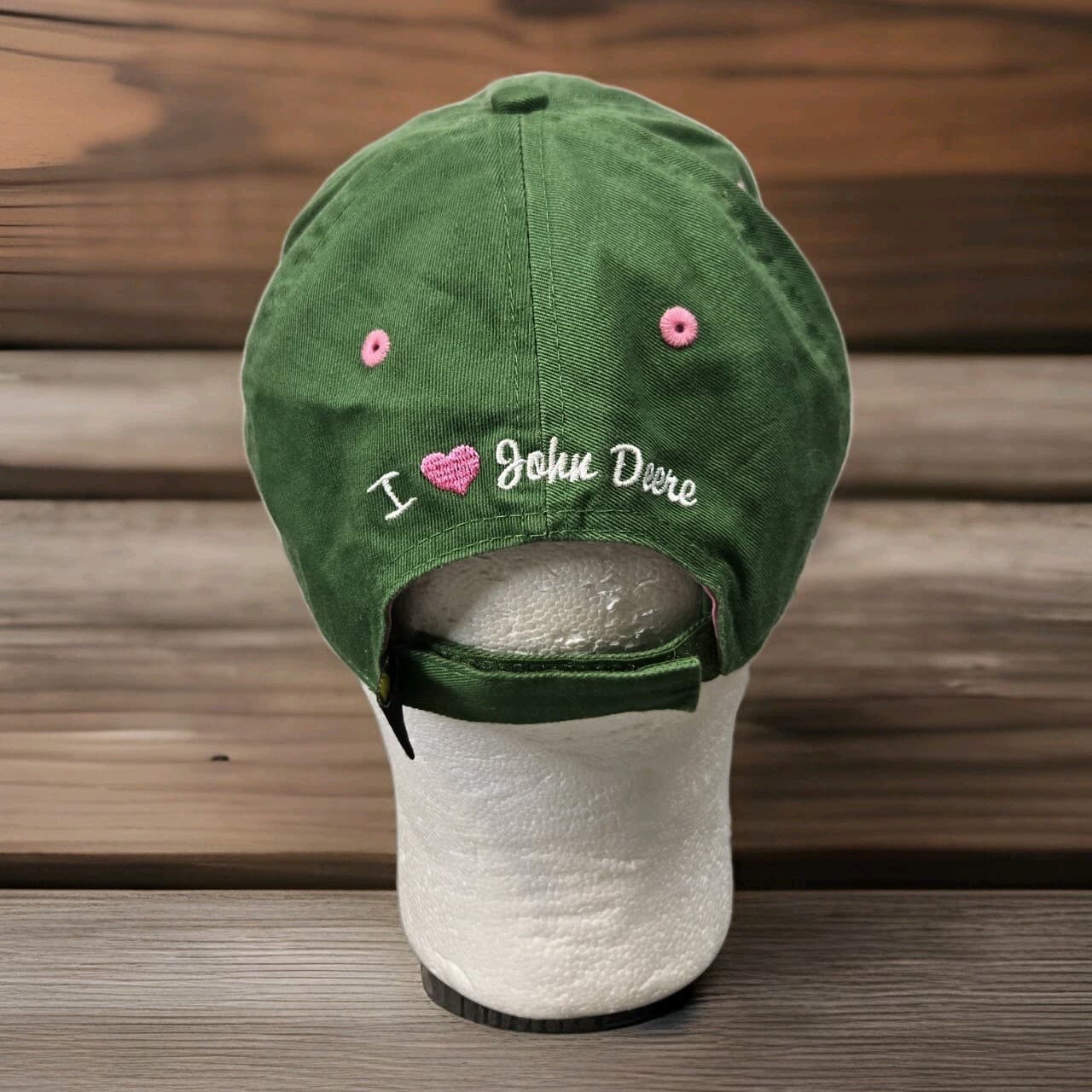 John Deere Hat Green Distressed Baseball Cap Womens Pink Adjustable Strapback 3