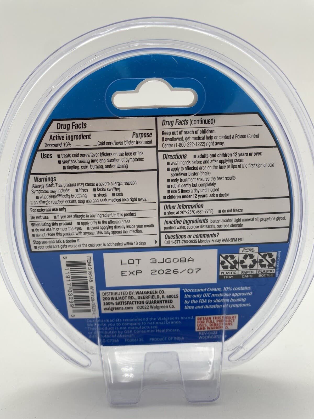 Walgreens Docosanol Cream 10%-2g-One Pump- Exp:07/2026 New 4