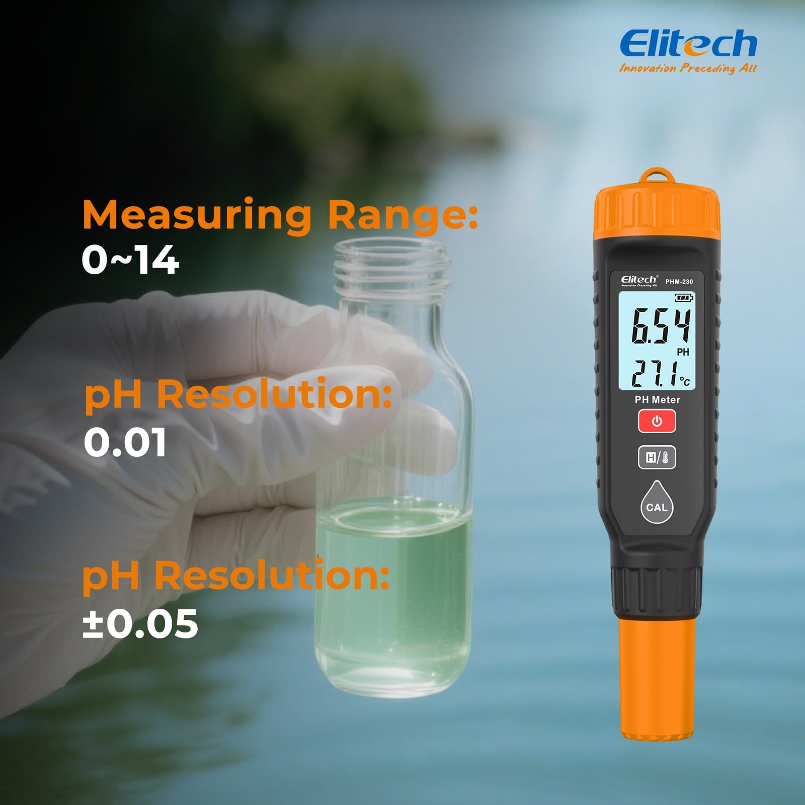 Elitech Smart pH Meter with ATC 3-Point Calibration for Lab Aquarium Hydroponics 5