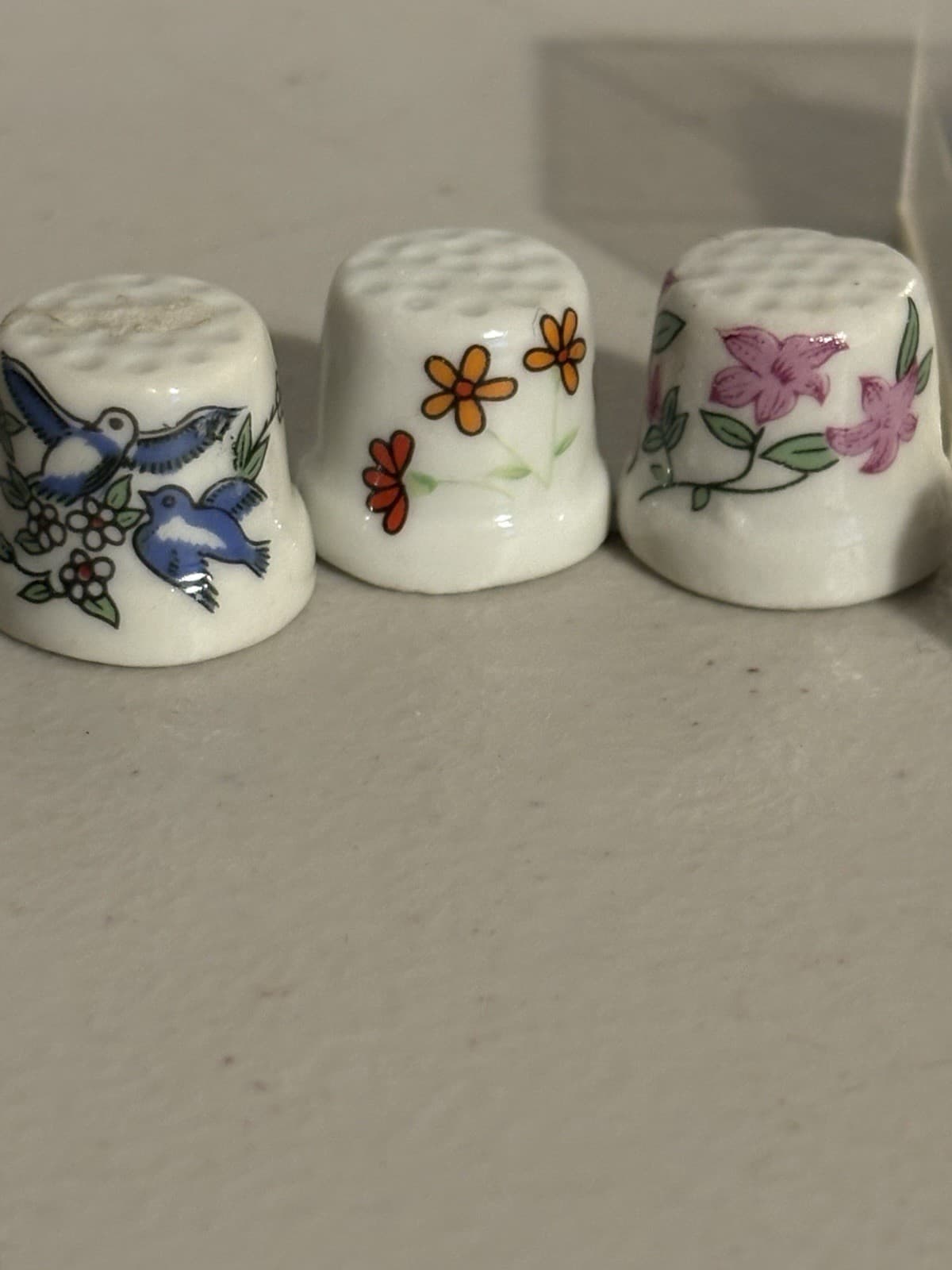 Vintage Lot Of 9 Various Mixed Thimbles Inlay Hummel Celluloid Bird Ceramic 4