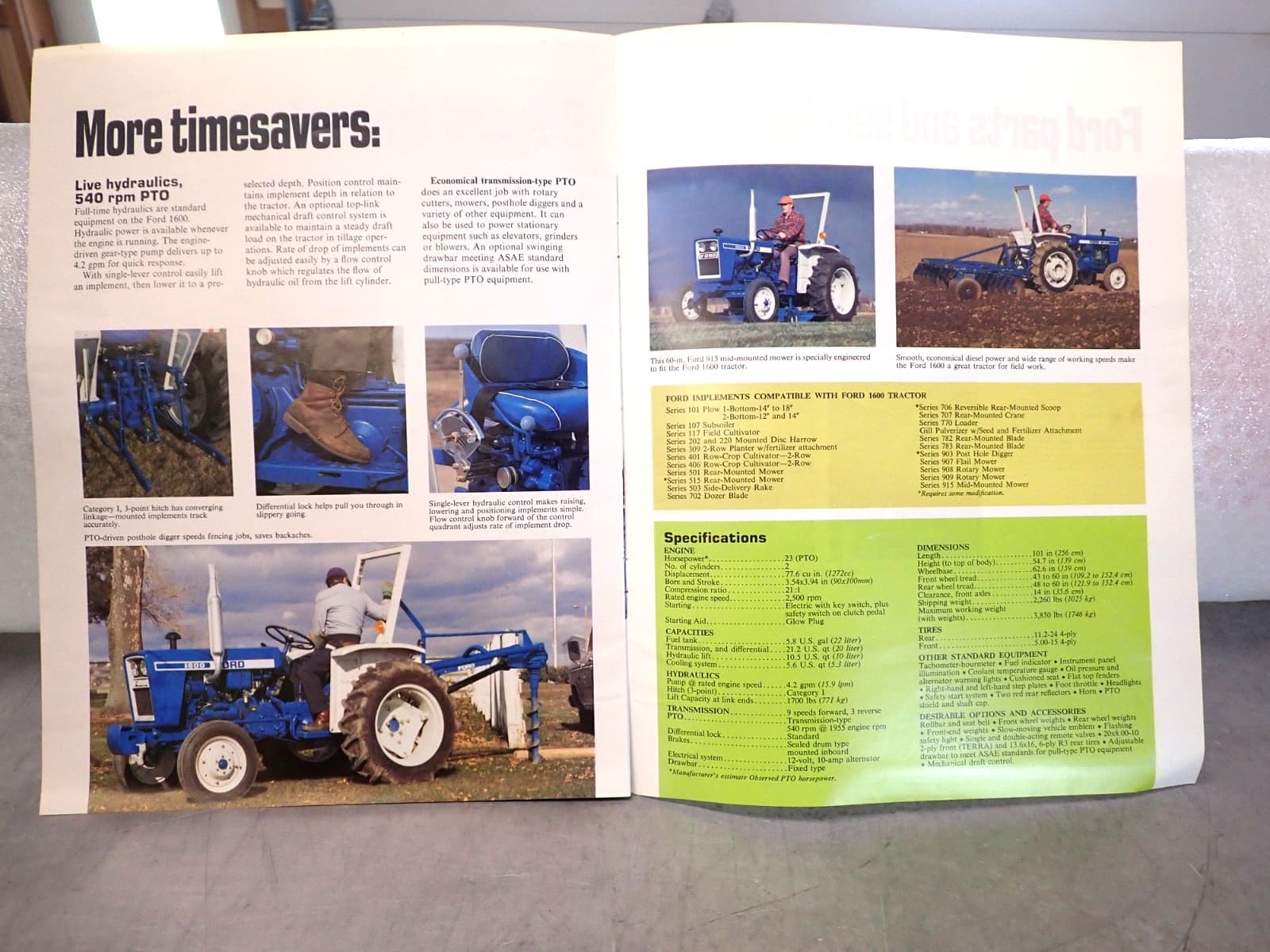 1970'S Ford 1600 Tractor Original Color Sales Brochure 4