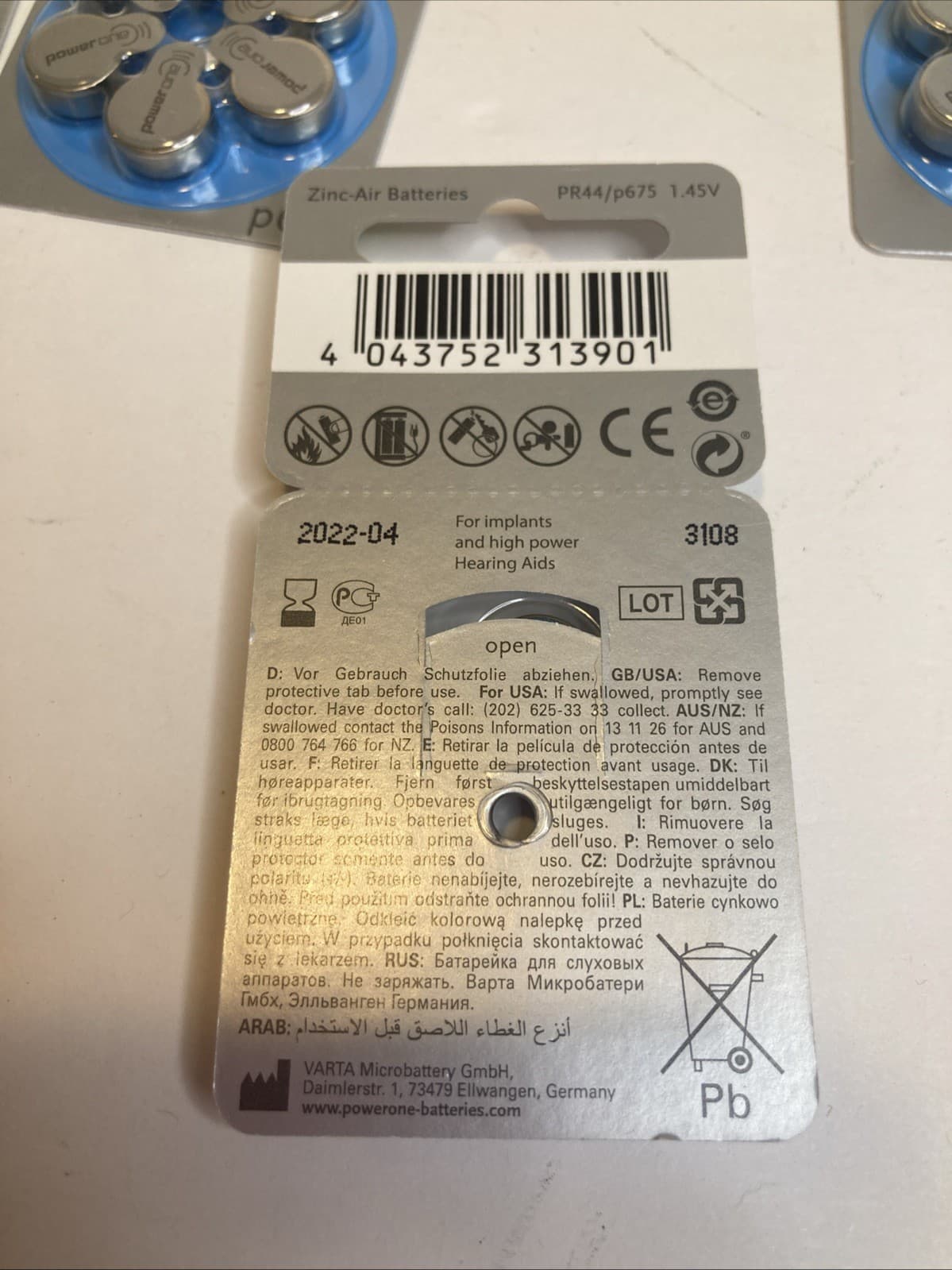 10 Pack 60 Batteries Power One Cochlear Hearing Aid Implant Plus Batteries P675 3