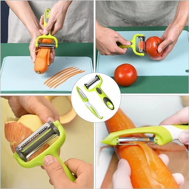 3-In-1 Vegetable Peeler - Rotatable Blades for  Potato, Carrot, Non-Slip Handle 2