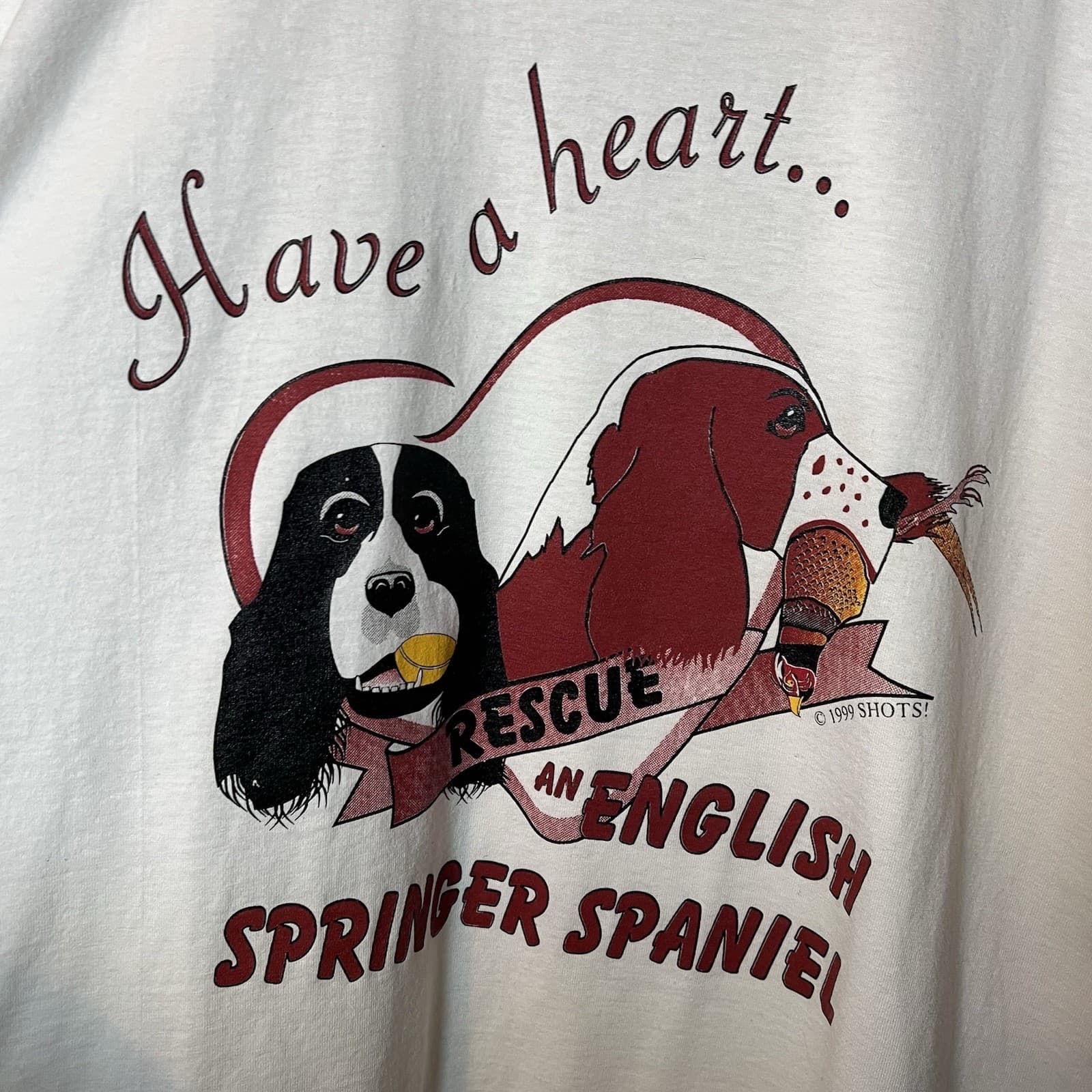 Vintage 1999 English Springer Spaniel T-Shirt Adult Large - Have A Heart Rescue 2