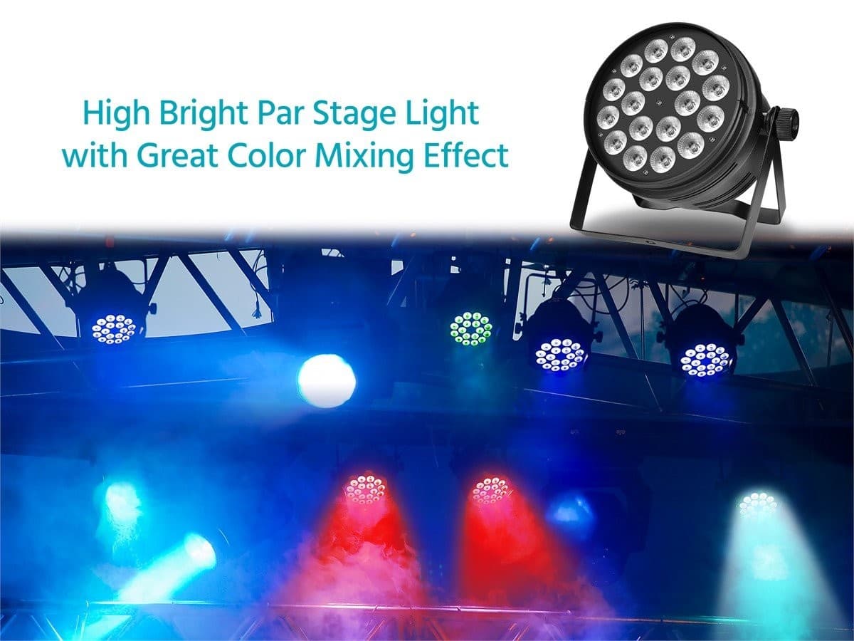 Monoprice 18x 10-Watt RGBW 4-in-1 LED Flat Par Stage Light For Bands DJs Wedding 6