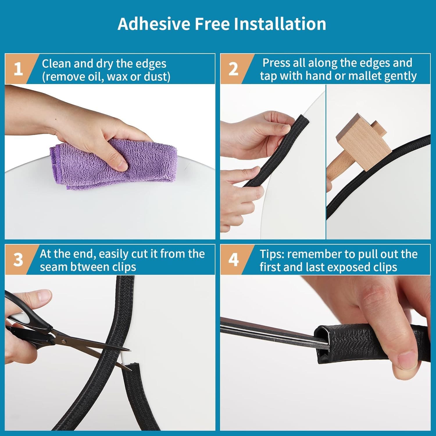 Rubber Edge Trim Guard 10Ft/3M, Adhesive Free Door Edge Protector, U Shape Edge 4