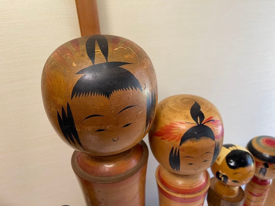 Traditional Kokeshi Dolls Antique Collection Large Medium Small Set Bundle 3