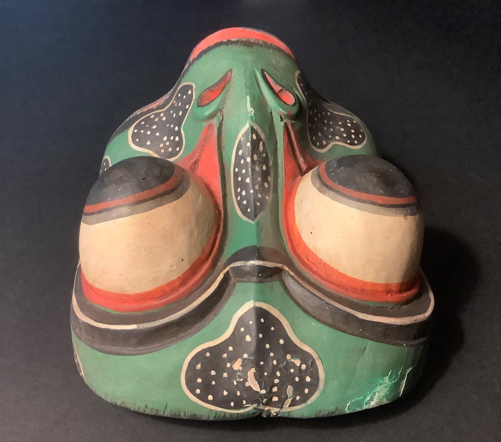 VTG Godogan Frog Face Prince Balinese Indonesian Carved Wood Mask Hinged Mouth 5