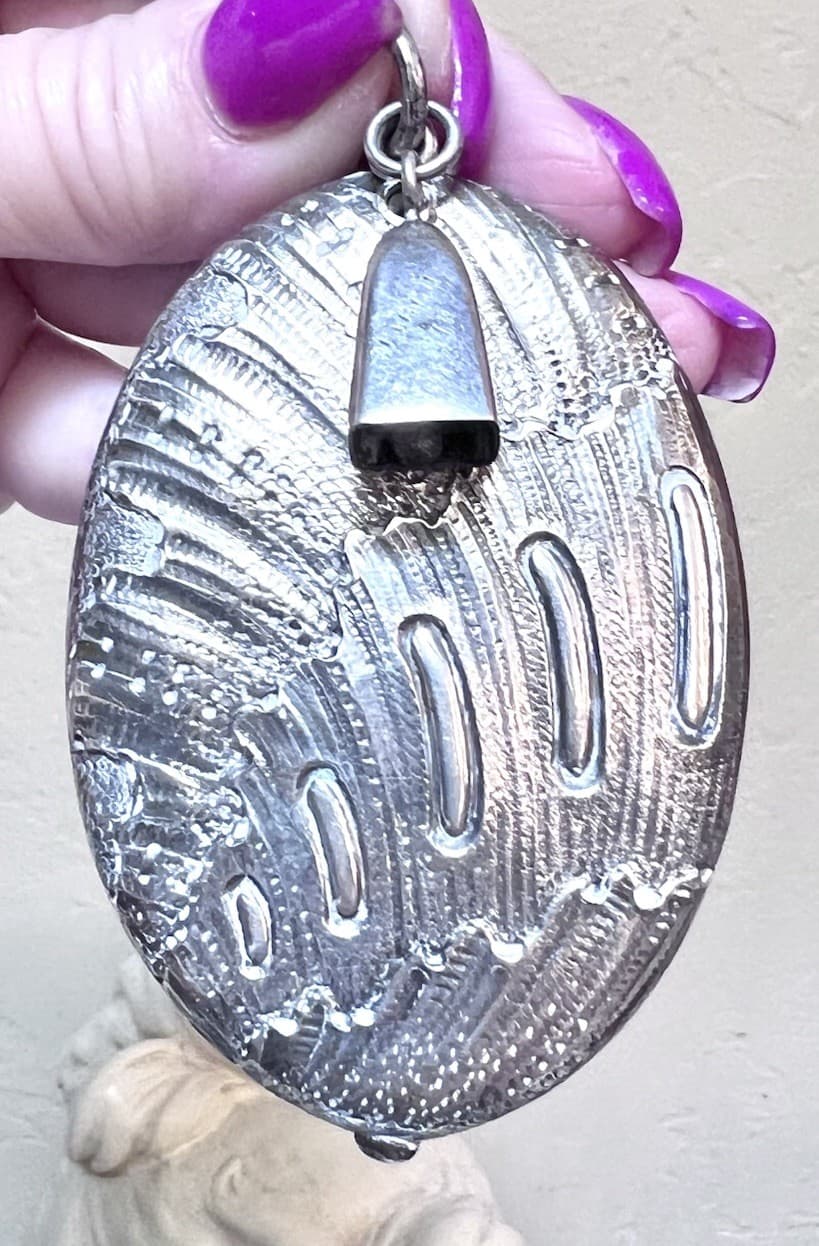 GORGEOUS Victorian Antique .800 Silver Ornate Chatelaine Slide Mirror/Pendant 3