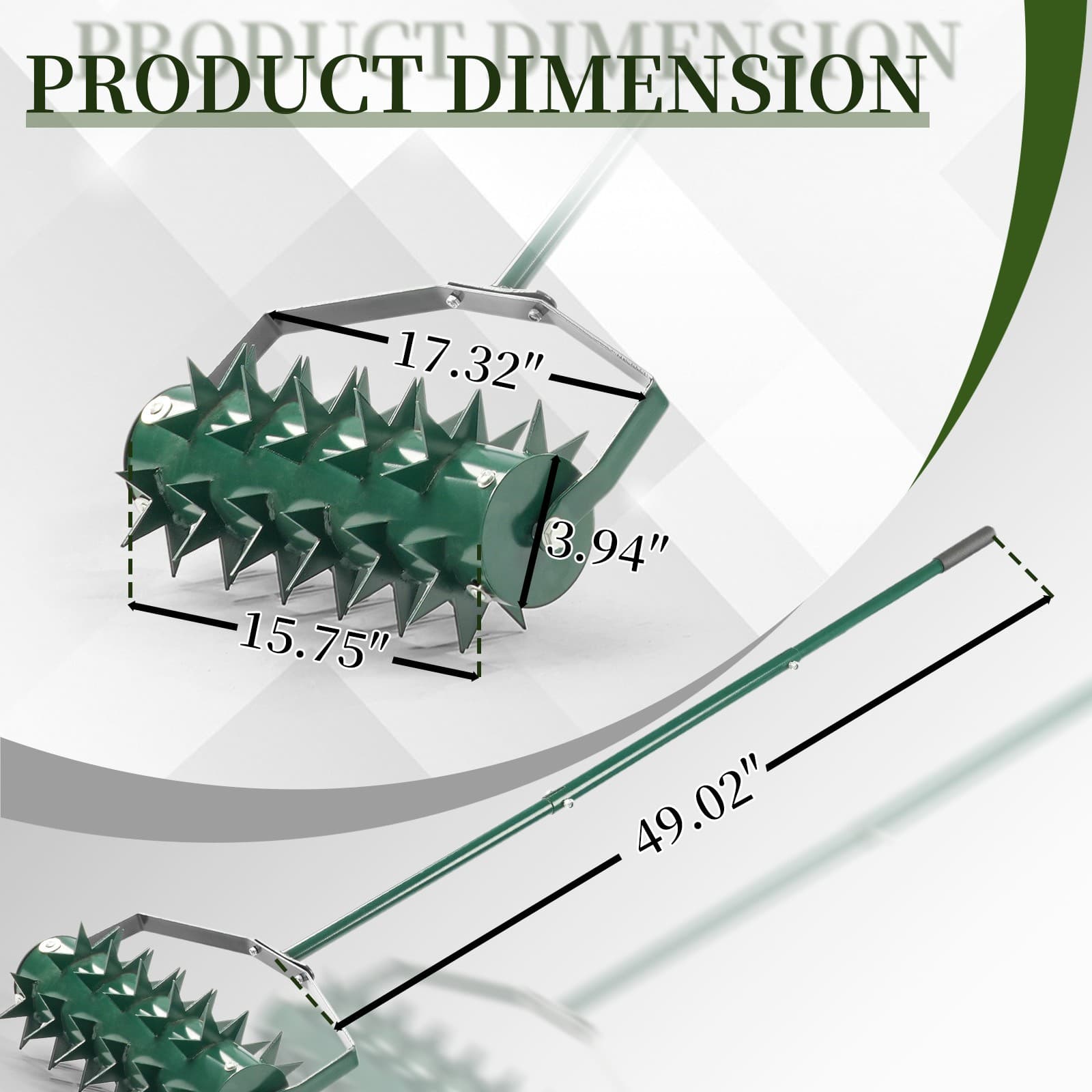 18in Lawn Aerator, Heavy Duty Rolling Aerator Lawn Tool, Manual Lawn Aerator 4