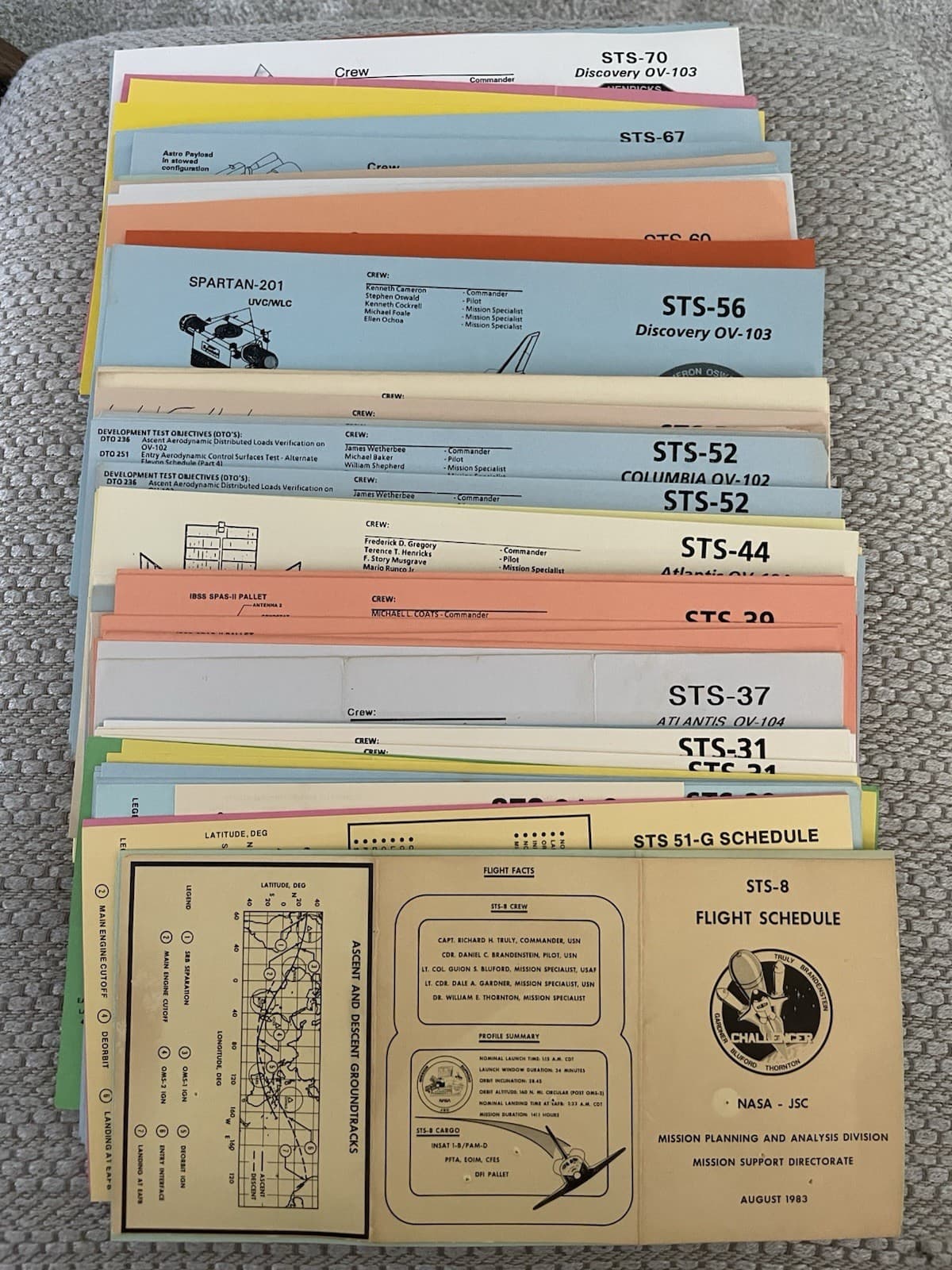 Vintage NASA Space Shuttle Mission Events Timeline Detail Flight Schedule Card