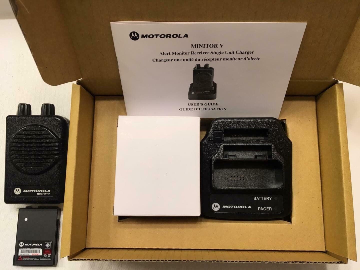 NEW MOTOROLA MINITOR V (5) LOW BAND PAGER 33-37 MHz NON-STORED VOICE 2-CHANNEL 2