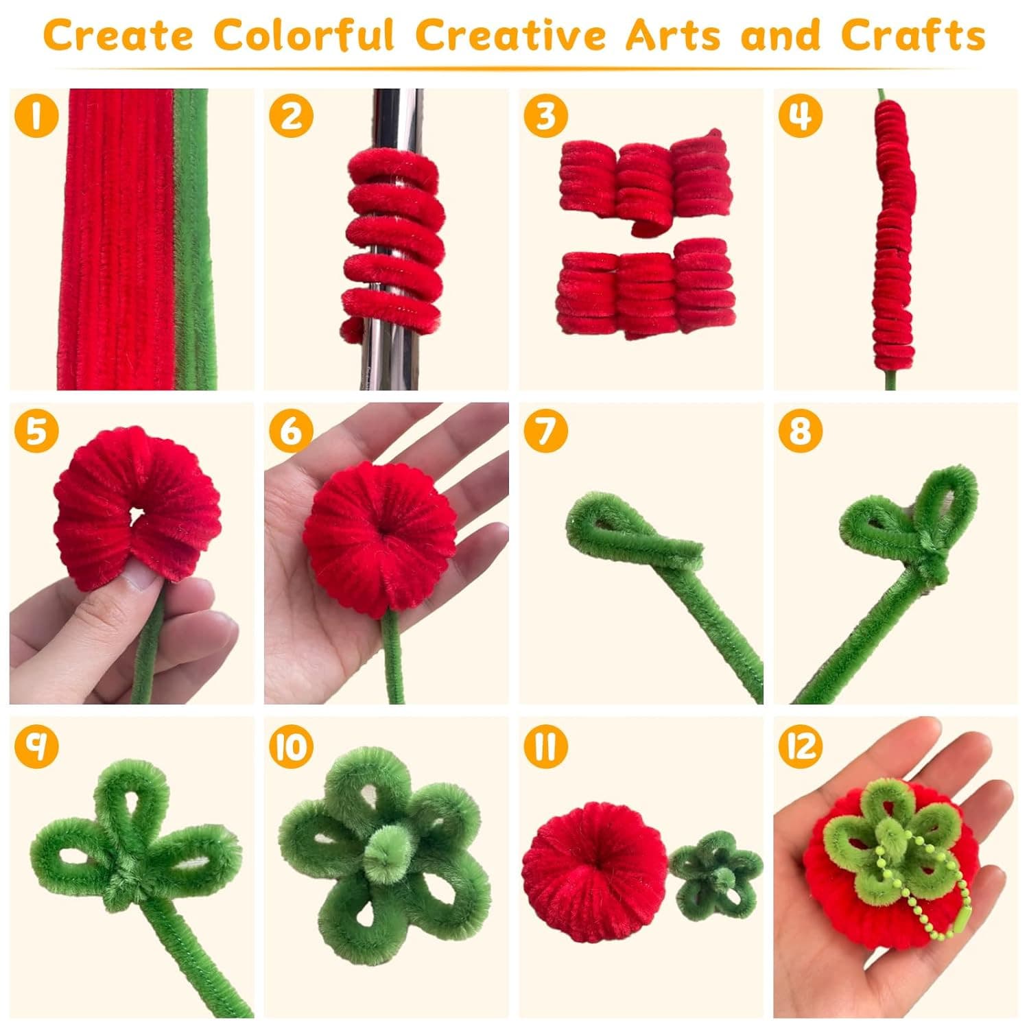 300 PCS Pipe Cleaners, Multi-Color Chenille Stems, Pipe Cleaners Craft, 20 Assor 5