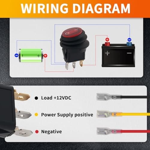 Car Rocker Switch 12V & 24V,Round Toggle Switch 12V with LED Light Design & Red 5