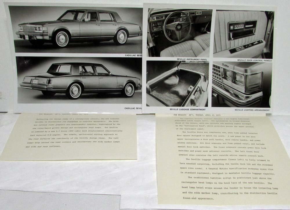 1975 Cadillac Seville Media Press Kit W/ Photos 5