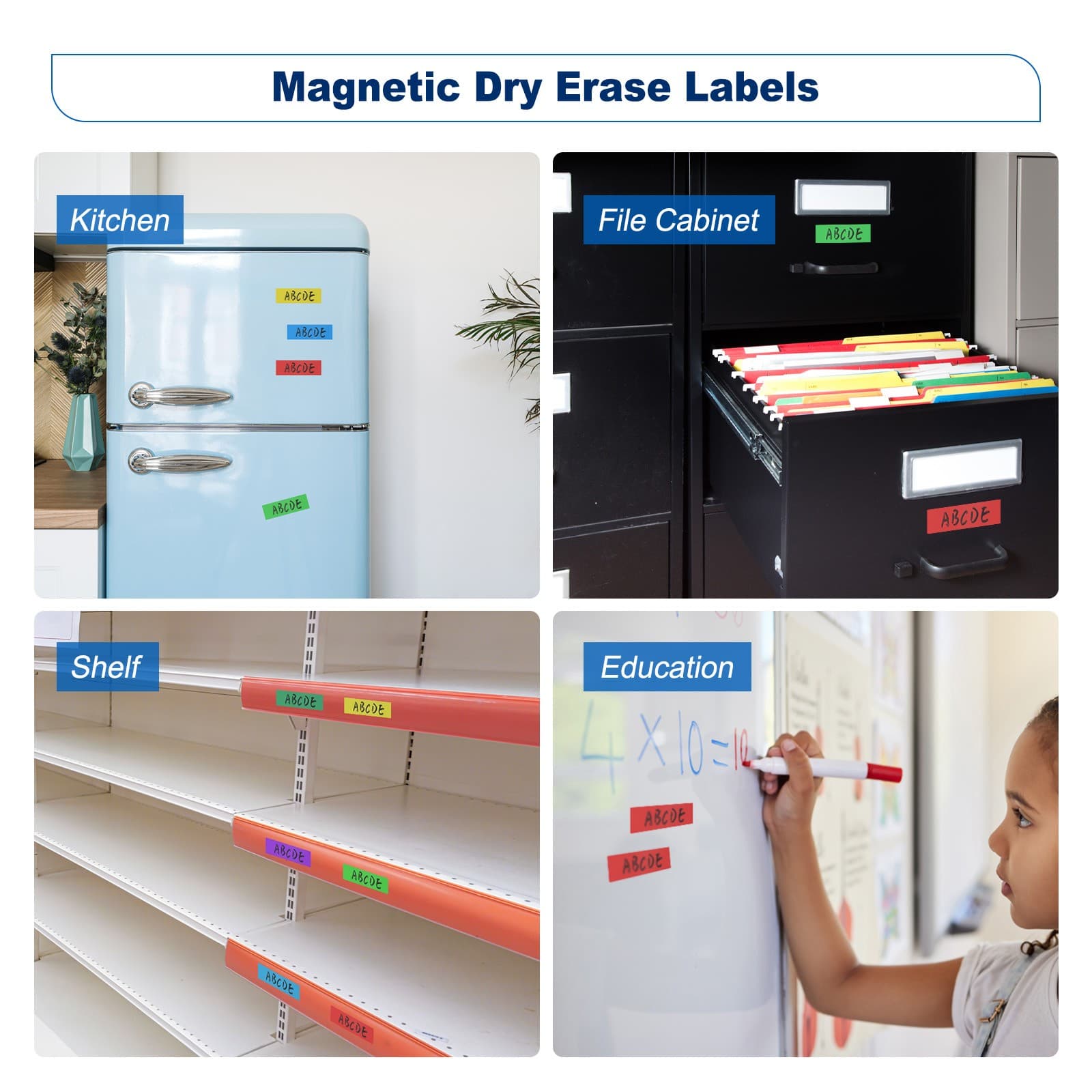 60 Pcs Dry Erase Magnetic Labels Strips 3" x 1" Writable Sky Blue 5