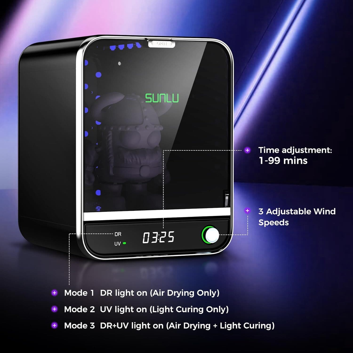 SUNLU Resin UV Curing Box II,42W Power,Removable Turntable,360° Curing,White 6