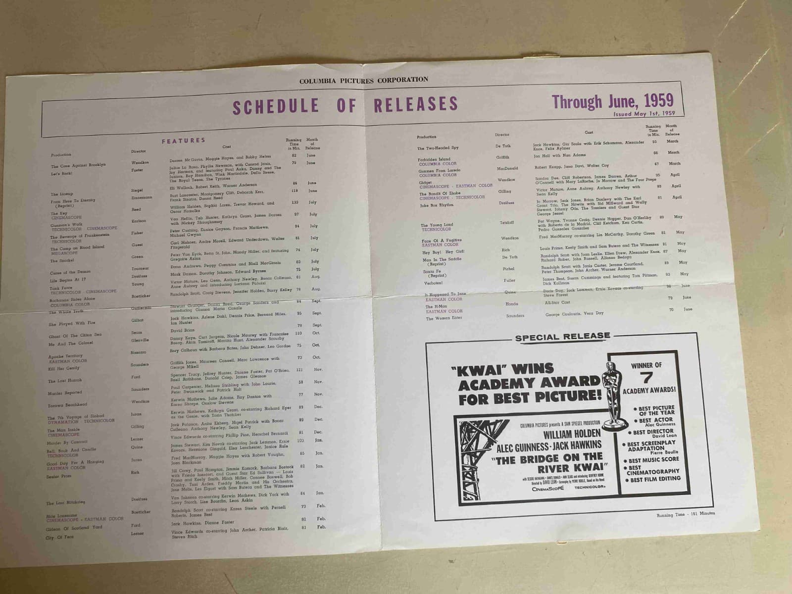 It Happened to Jane Release Schedule May 1959 Doris Day, ultra rare! 2