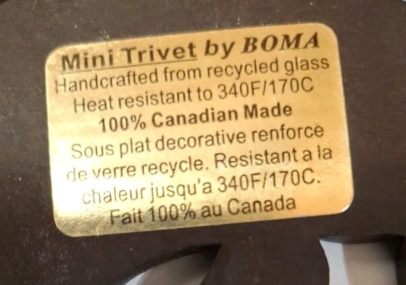 BOMA Small Trivet 2 Salmon Brown Recycled Glass Canada Unused 3