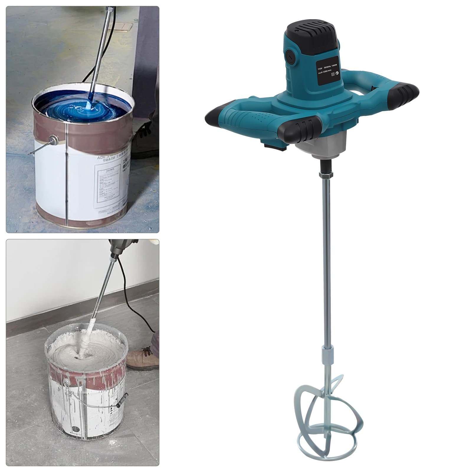 Cement?Mixer,?Electric?Concrete?Mixer,?Handheld?Concrete?Mixer 1400W 900r/min 3