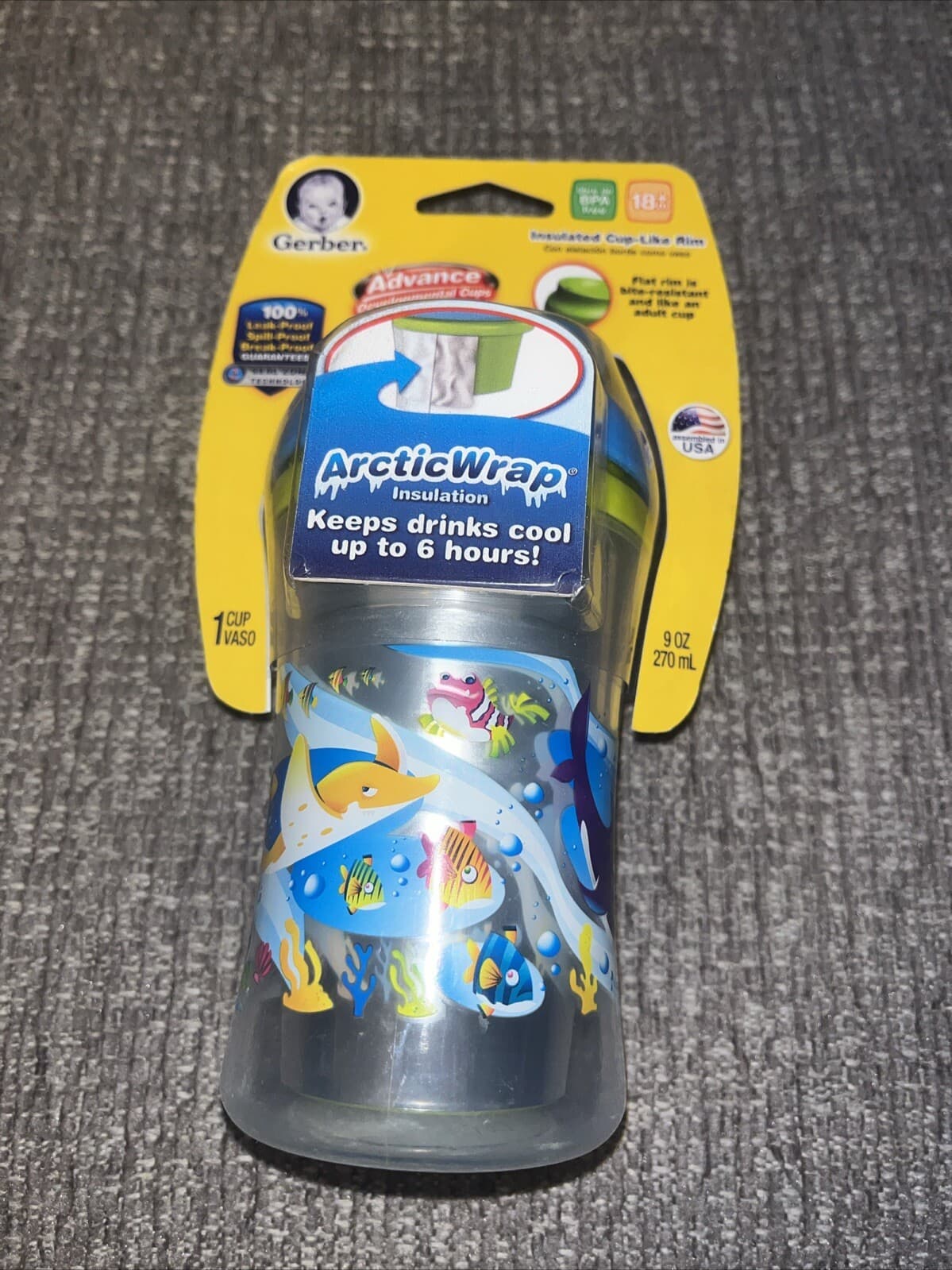 NUK GERBER 9OZ ADVANCED DEVELOPMENTAL CUP ARCTIC WRAP 18+ MO BPA FREE LEAK PROOF