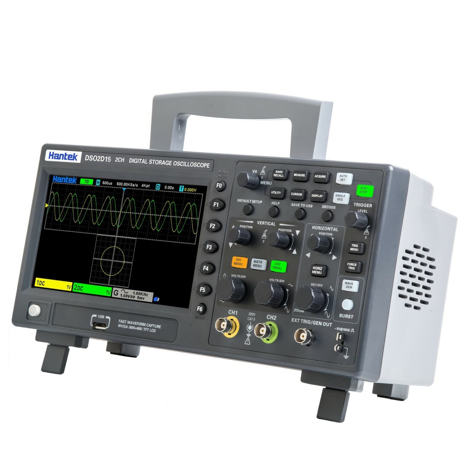 Hantek 2CH Digital Storage Oscilloscope Signal Generator 100Mhz/150Mhz 1GS/s Sam 3