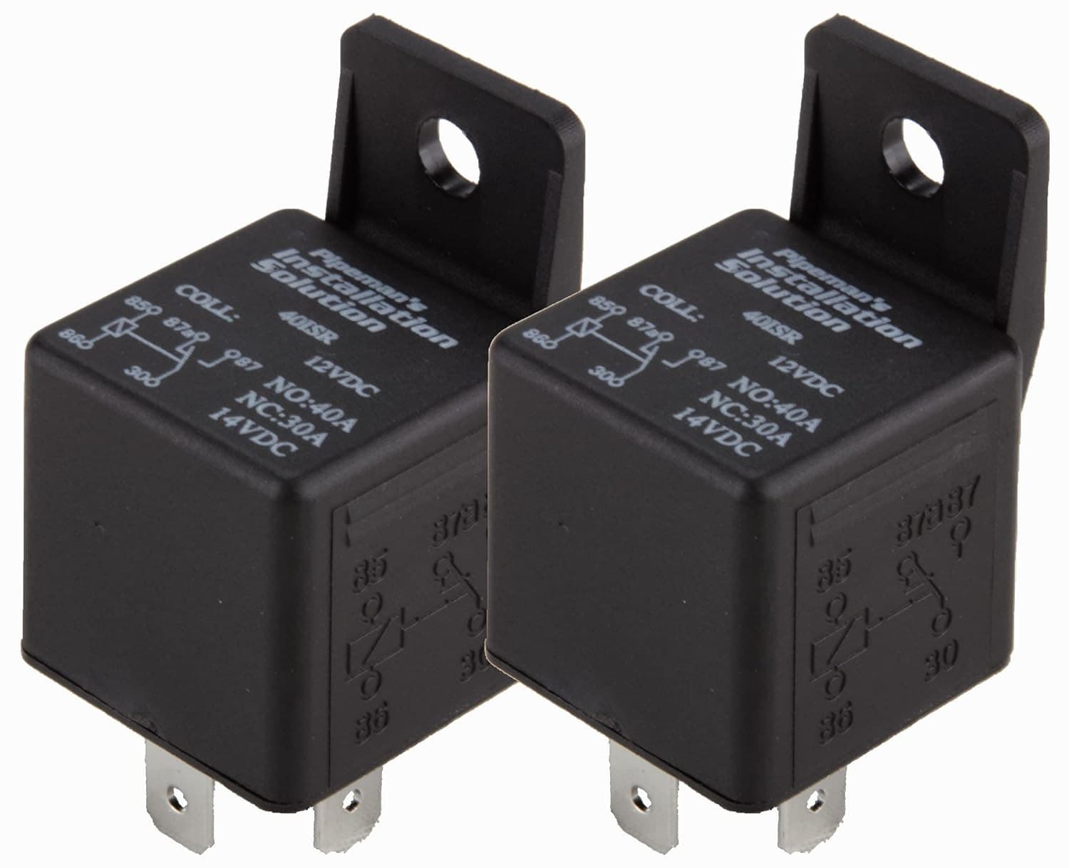 2 Pack 12 Volt 40 Amp SPDT Automotive Relay 5 Pin with Mounting Tab