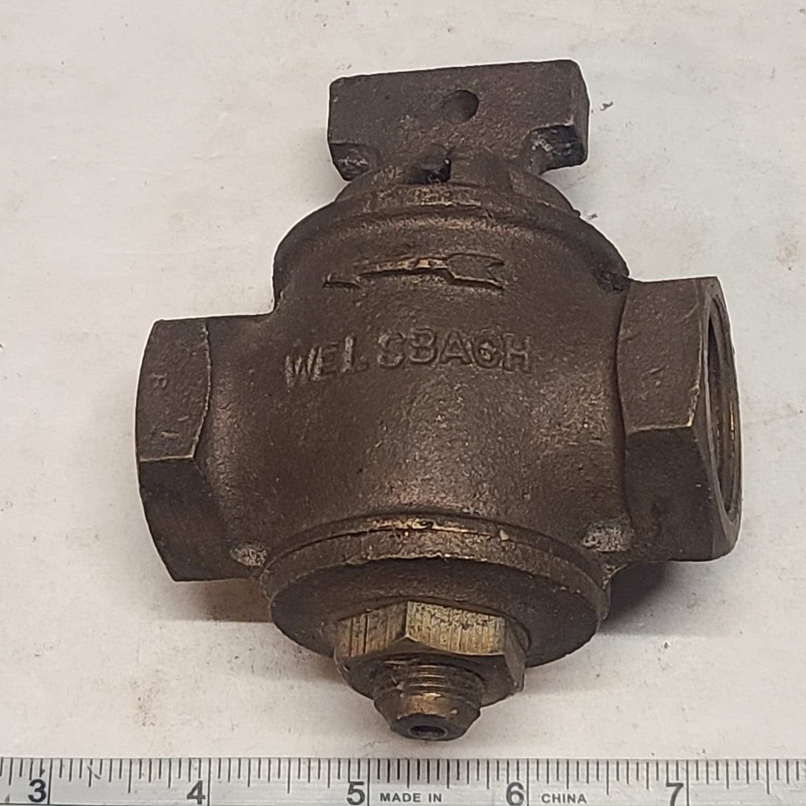 Welsbach Brass Flat Head Gas Plug 1" NPT Valve