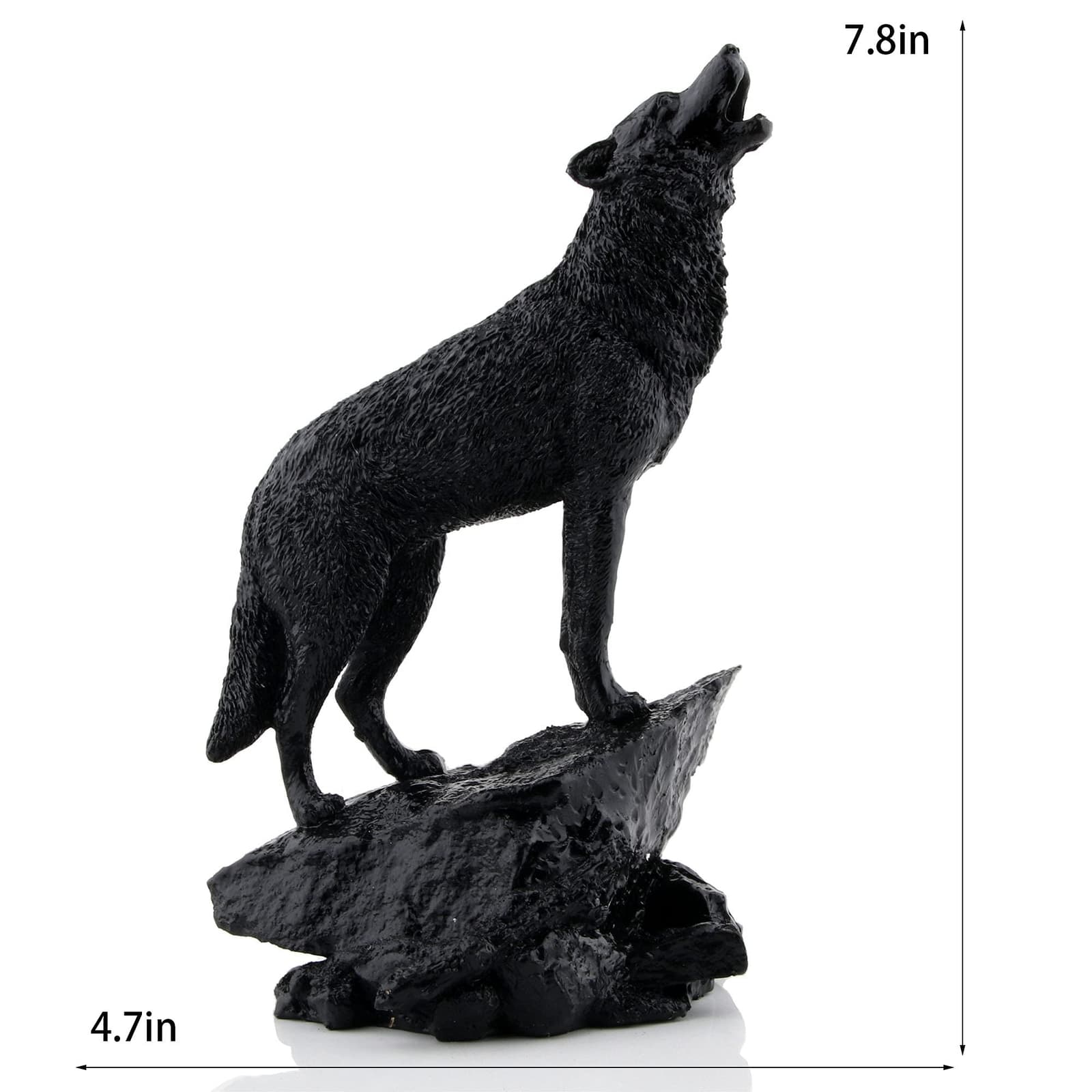 Wildlife Howling Wolf Statue and Figurine Black Wolf Sculpture for Home Decor 6