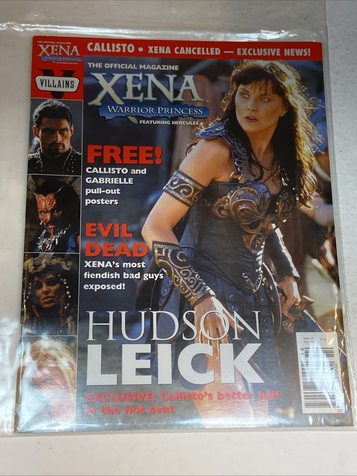 Xena Warrior Princess Official Magazine Dec 12 2000 #14 with Poster Hudson Leick