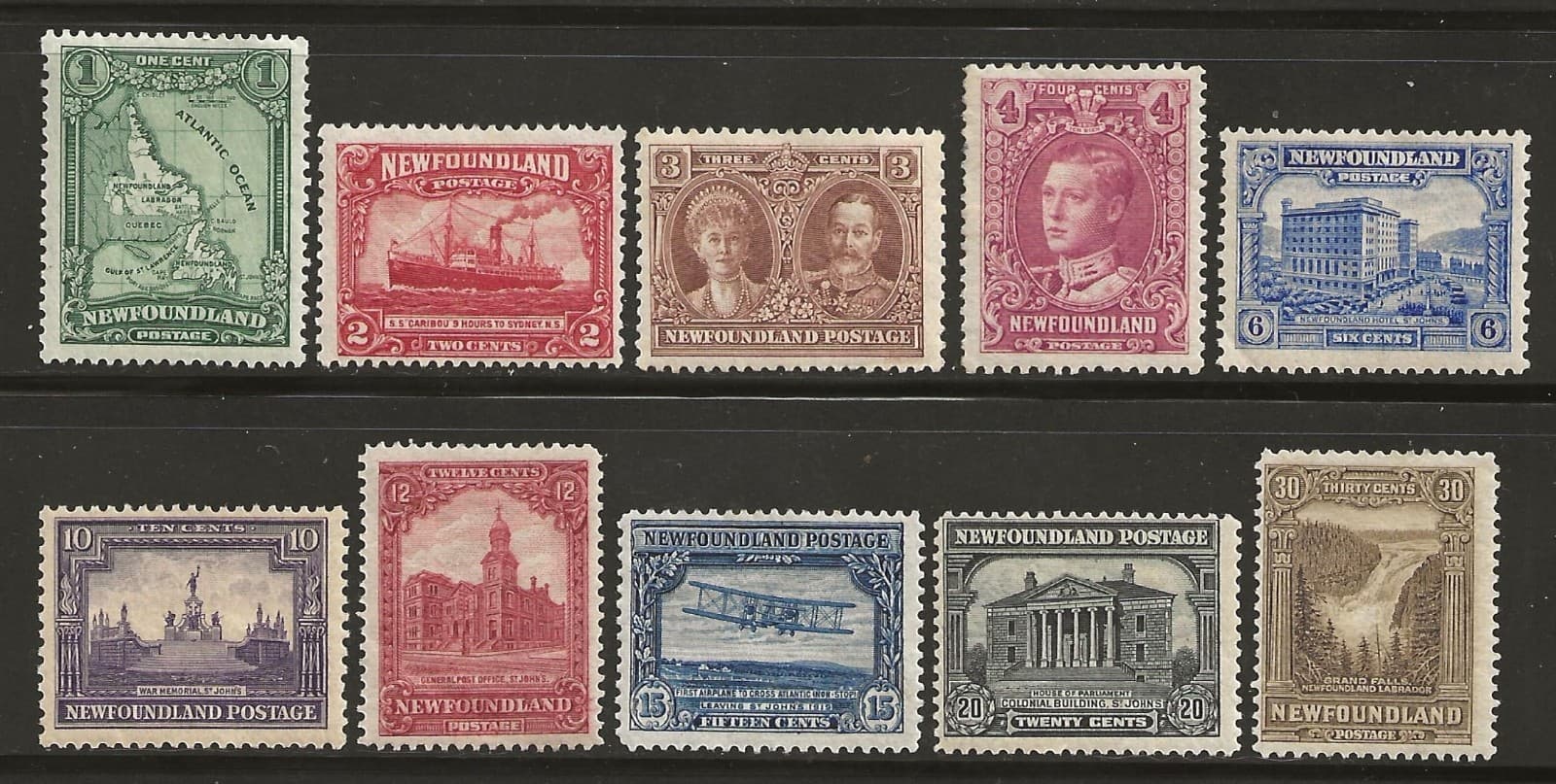 NEWFOUNDLAND #145/159 - 10 MH issues from the 1928 set of 15