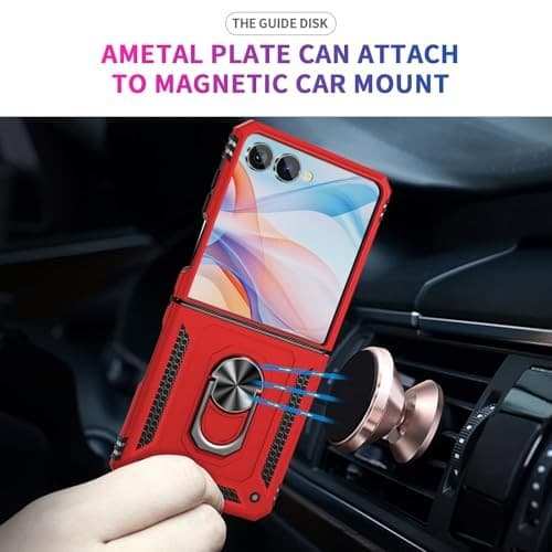  Compatible with Samsung Case with 360°Rotate Ring Magnetic Galaxy Z Flip 7 Red 5