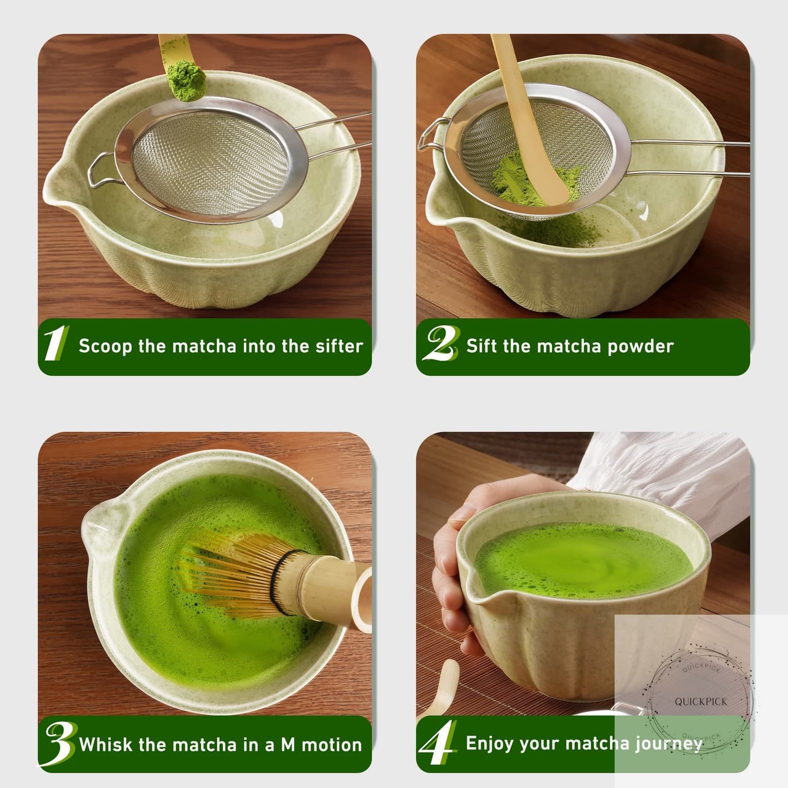 Matcha Whisk Set,7 PCS Ceramic Matcha Kit Includes Matcha Bowl with Spout Matcha 3