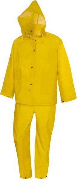 PRO-SAFE Waterproof Yellow PVC Rain Suit with Bib Pants & Detachable Hood: Si...